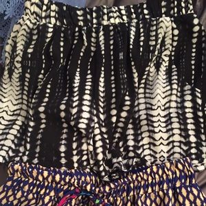 New Flowy shorts Black and White Tie Dye